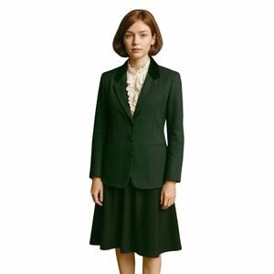 Vintage International Scene Green Blazer Velvet Collar Women’s 7/8 Medium Russia